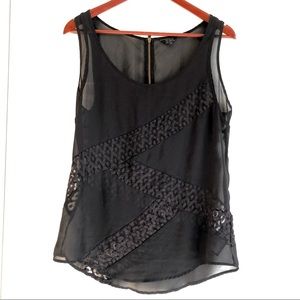 Guess Sheer Dress Tank. Black. Size Medium